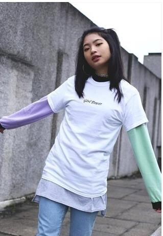 UNISEX T-SHIRT IN WHITE WITH GIRL POWER SLOGAN EMBROIDERY
