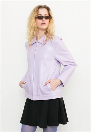 VINTAGE FAUX LEATHER VIOLET MINI JACKET
