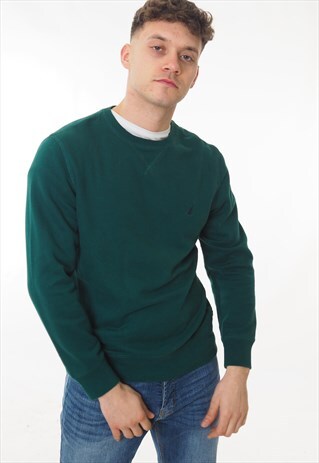 VINTAGE NAUTICA SWEATSHIRT EMBROIDERED LOGO GREEN