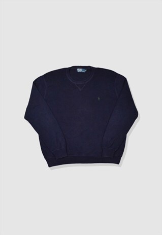 VINTAGE 90S POLO RALPH LAUREN SWEATSHIRT IN NAVY BLUE