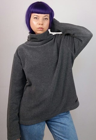 VINTAGE 80'S OVER-SIZED ROLL NECK FLEECE THERMAL JUMPER