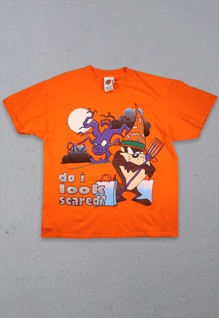 90S VINTAGE LOONEY TUNES HALLOWEEN T-SHIRT ORANGE XL