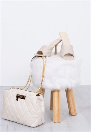 white leather quilted bag