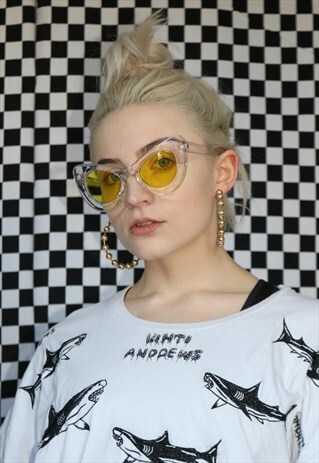 YELLOW TINTED CAT EYE SUNGLASSES
