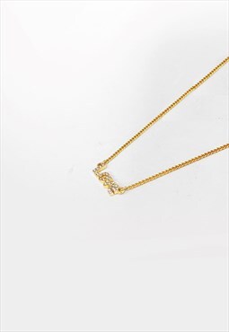 Women's Crystal 'LOVE' Pendant Necklace Chain - Gold
