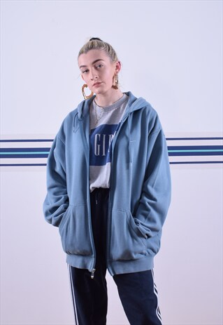 DUSTY BLUE NIKE EMBROIDERED ZIP-UP HOODIE