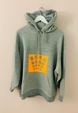 Baad baad baad custom hoodie grey ( neon orange print)