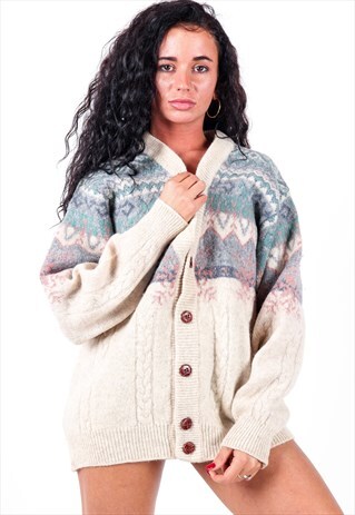 VINTAGE PATTERNED KNIT CARDIGAN K560