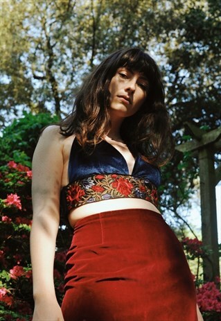 NAVY BLUE VELVET BRALETTE