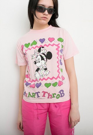 VINTAGE MINNIE MOUSE DISNEY WORLD T-SHIRT PINK WALT DISNEY