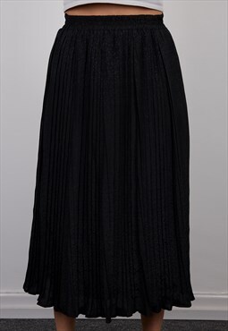Vintage Unbranded Pleated Midi Skirt in Black