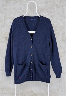 Polo Ralph Lauren Cardigan Blue Wool Cashmere Men's Medium
