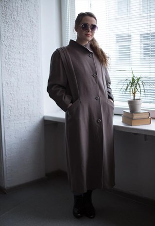 VINTAGE 80'S BROWN WOOL COAT