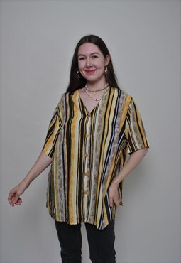 Multicolor striped shirt, festival style relaxed retro