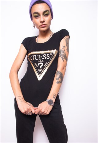 VINTAGE 90S GUESS DIAMONTE BIG LOGO T-SHIRT ID:A153