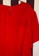 VINTAGE 80S RED SATIN BLOUSE WITH SHORT SLEEVES, UK14.16