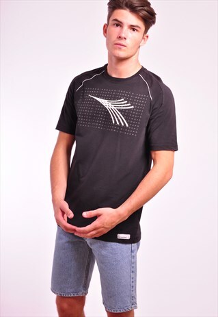 VINTAGE DIADORA TRAINING BLACK T-SHIRT