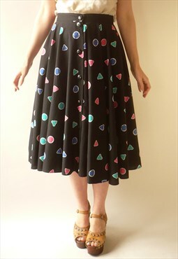 1980's Does 1950's Vintage Cotton Novelty Printed Skirt