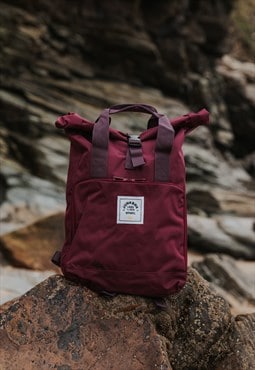 'The Everyday' Recycled Roll-Top Backpack in Burgundy