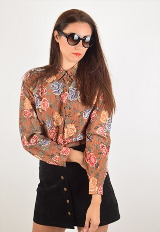 VINTAGE SILK FESTIVAL SHIRT FLORAL PRINT (1170)