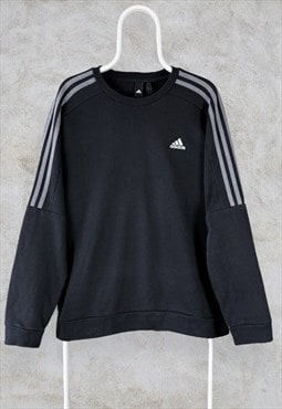 Adidas Black Sweatshirt Pullover Striped  Medium