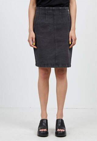 VINTAGE DARK GREY CASUAL DENIM MINI SKIRT