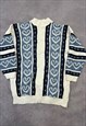 VINTAGE KNITTED JUMPER ABSTRACT HEART PATTERNED KNIT SWEATER