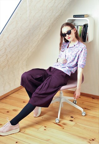 PURPLE BURGUNDY WIDE CULOTTE SHORTS