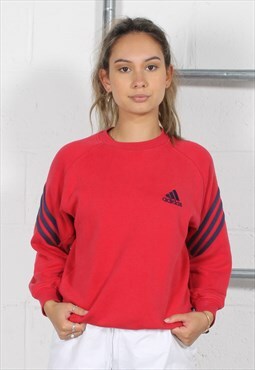 Vintage Adidas Sweatshirt in Red with Spell Out Logo XS