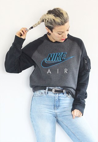VINTAGE 1990S NIKE AIR GREY AND BLACK SWEATSHIRT