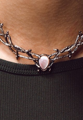 SKADI GODDESS OF WINTER CHOKER ROSE GOLD & PINK PEARL