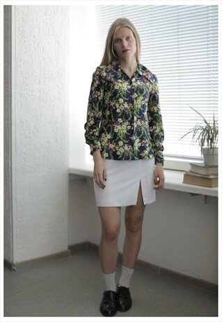VINTAGE 70'S MULTICOLOR FLOWER PRINT LONG SLEEVES SHIRT
