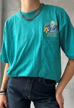 Vintage 90's 00's Unisex Blue Oversized Graphic T-Shirt