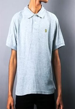 vintage grey lyle and scott polo shirt in s/m