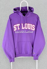 Vintage Champion Purple Hoodie Pullover St Louis Mens Medium