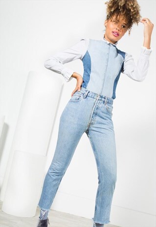 VINTAGE 80S LEVI'S FRAYED HEM 501 SLIM FIT JEANS / 0200