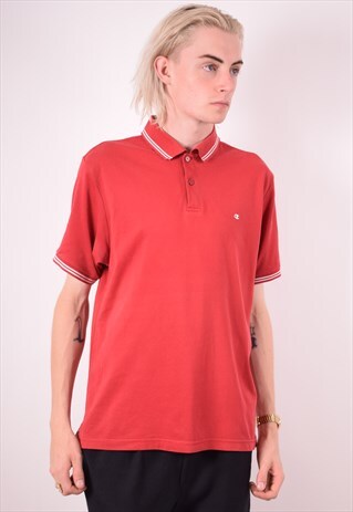 CHAMPION MENS VINTAGE POLO SHIRT LARGE RED 90S