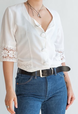 VINTAGE 70S BOHO RELAXED FIT TOP IN LACE
