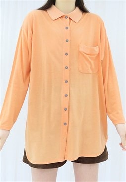 90s Vintage Orange Collared Shirt (Size L)