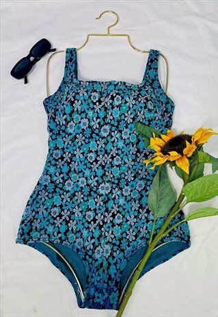 VINTAGE 70'S RARE ST MICHAEL FLORAL LOW BACK SWIMSUIT
