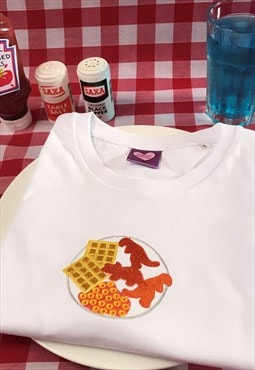 Turkey Dinosaur Dinner Plate Embroidered Tshirt