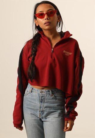 VINTAGE NIKE EMBROIDERED GOLF CROPPED 1/4 ZIP SWEATSHIRT