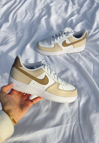 NIKE CUSTOM AIR FORCE 1 BEIGE AND BROWN (SMALLER SIZES)