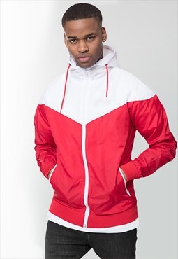 54 Floral Premium Contrast Zip Windrunner Jacket - Red/White