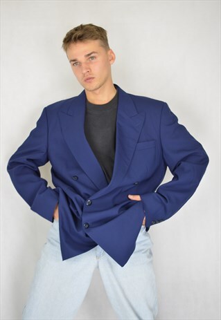 VINTAGE BLUE OVERSIZE CLASSIC SUIT RAVE BLAZER
