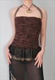 Y2K GLAM GRUNGE RUCHED SATIN BUSTIER CORSET TOP