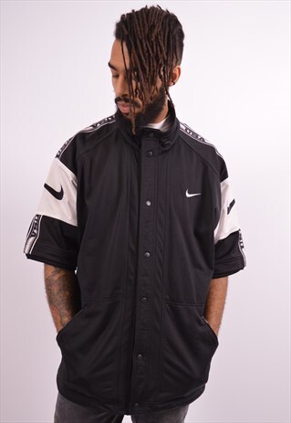 NIKE MENS VINTAGE TRACKSUIT TOP JACKET LARGE BLACK 90S