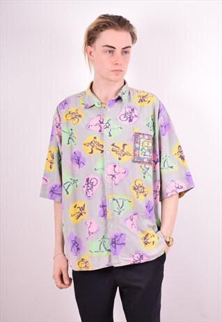 MENS VINTAGE SHIRT XXXL MULTI 90S