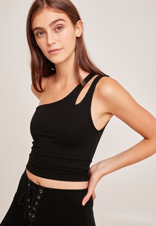 ONE SHOULDER TOP - BLACK