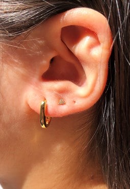 Gold Mini Oval Hoop Earrings